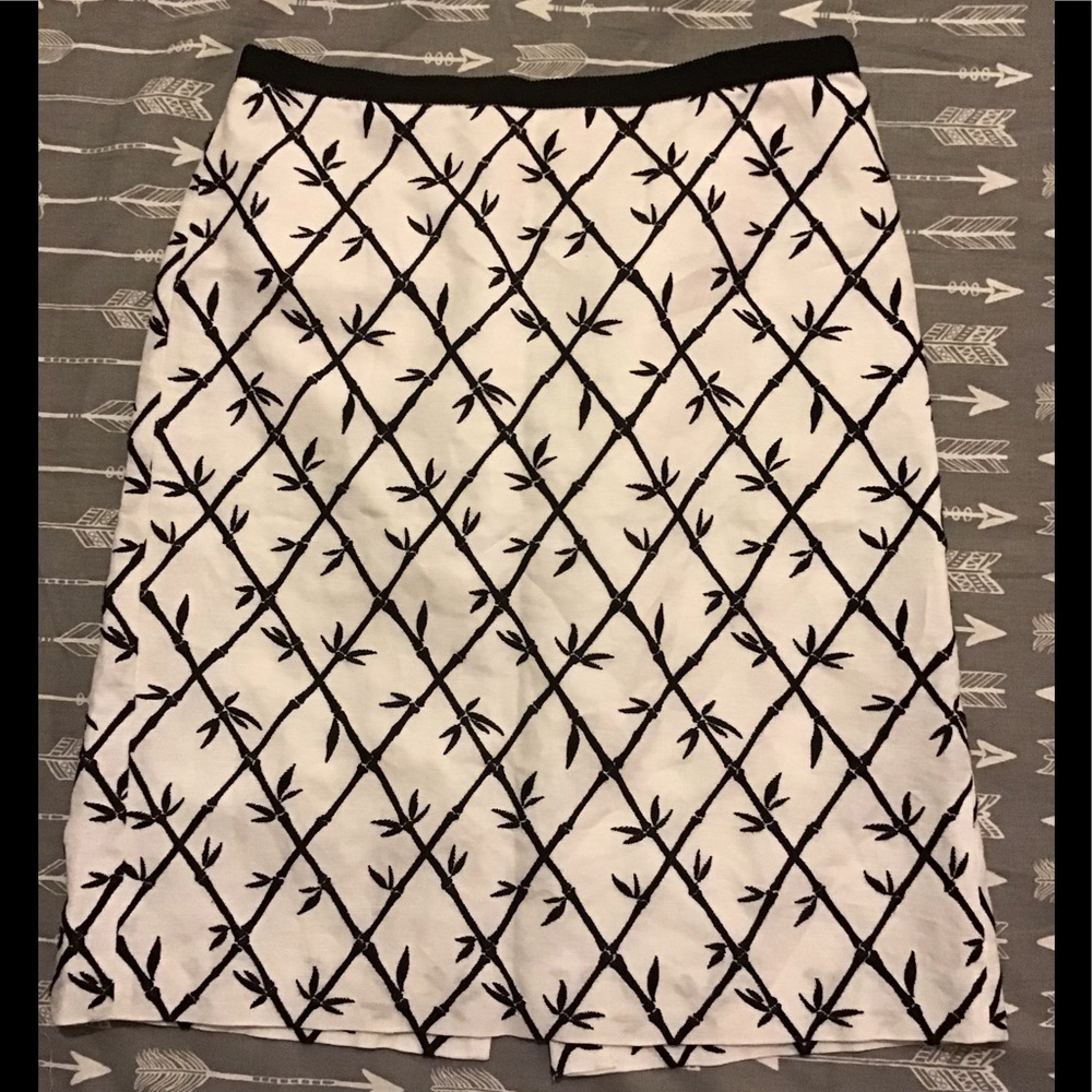 Black and White Leaf Diamond A-Line Skirt